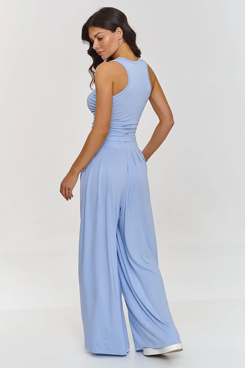 Ruche-Embellished Fitted Top Set