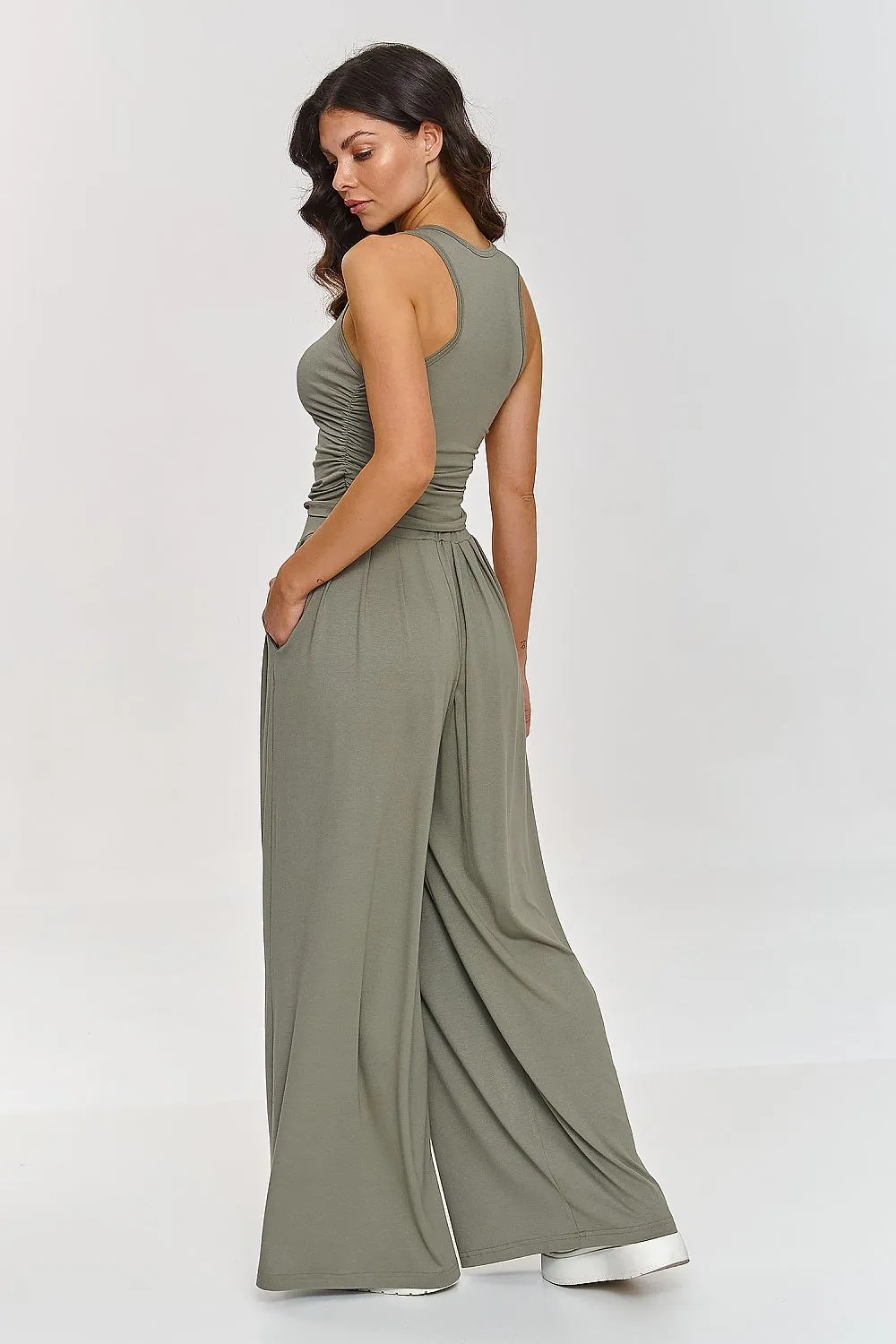 Ruche-Embellished Fitted Top Set