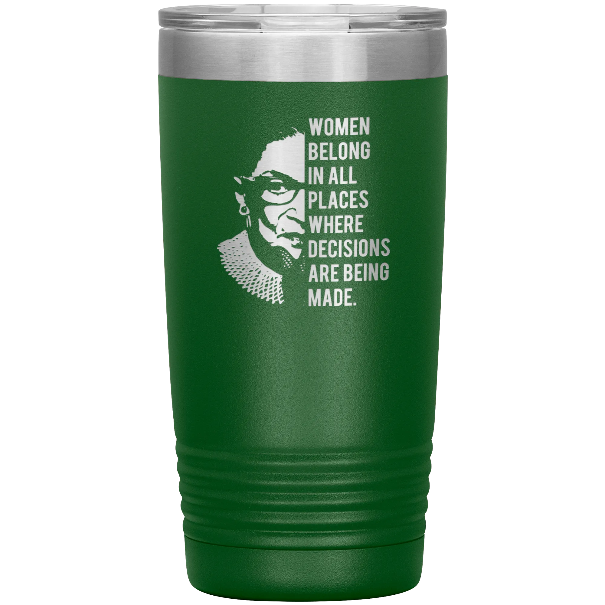 Ruth Bader Ginsburg Tumbler Notorious RBG Women Belong In All Places Where Decisions Are Being Made Travel Coffee Cup 20oz BPA Free