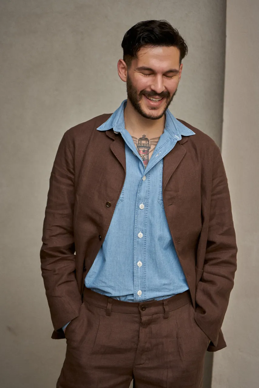 Salvatore Piccolo Jacket Chiaia BMN13 Linen Brown