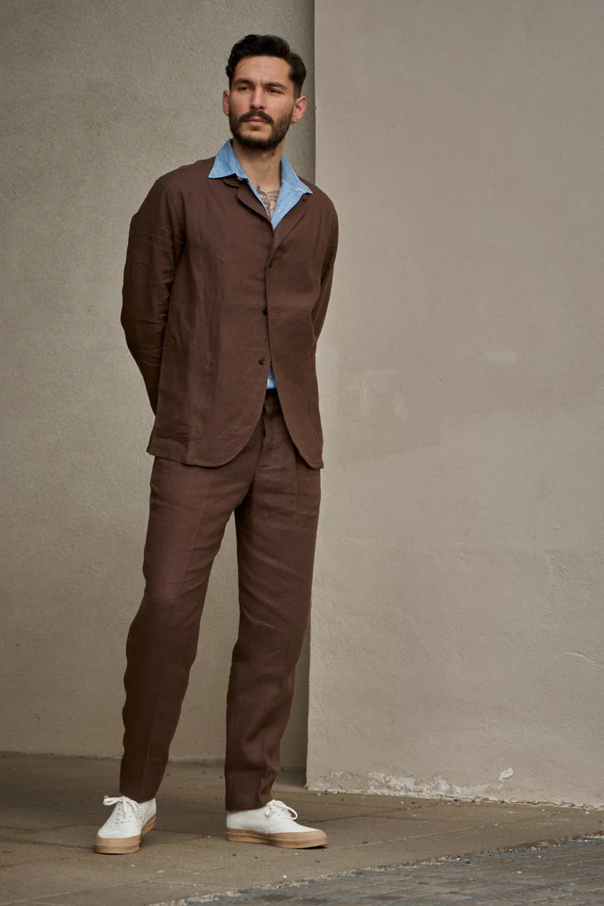 Salvatore Piccolo Jacket Chiaia BMN13 Linen Brown