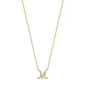 Script Pave Diamond Initial Necklace