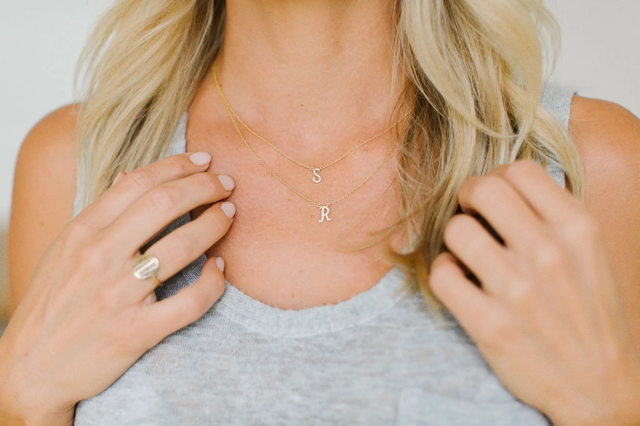 Script Pave Diamond Initial Necklace