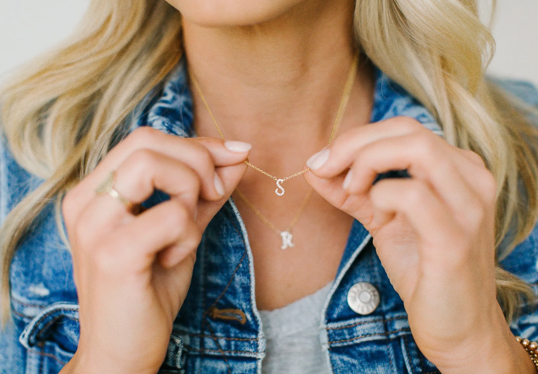 Script Pave Diamond Initial Necklace