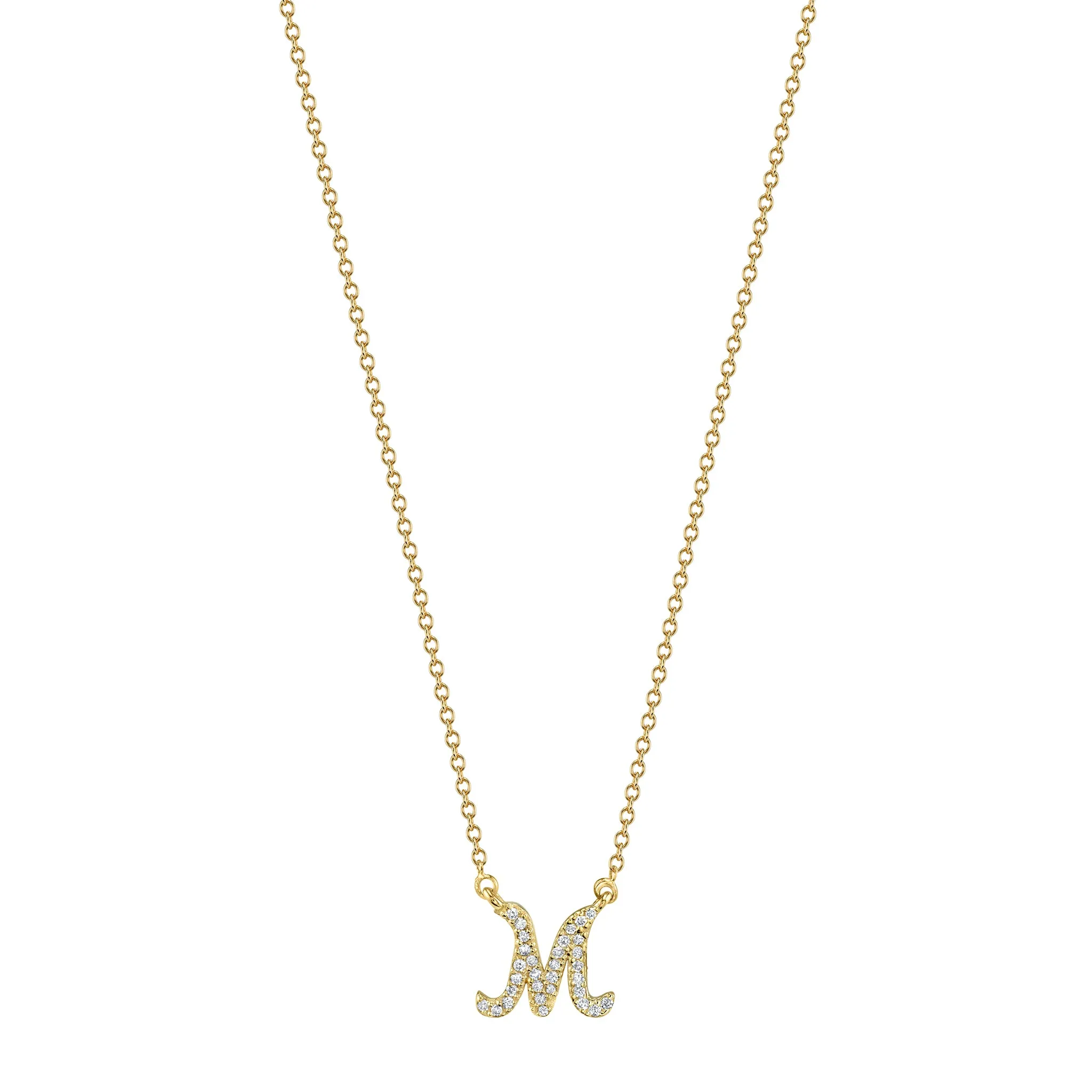 Script Pave Diamond Initial Necklace