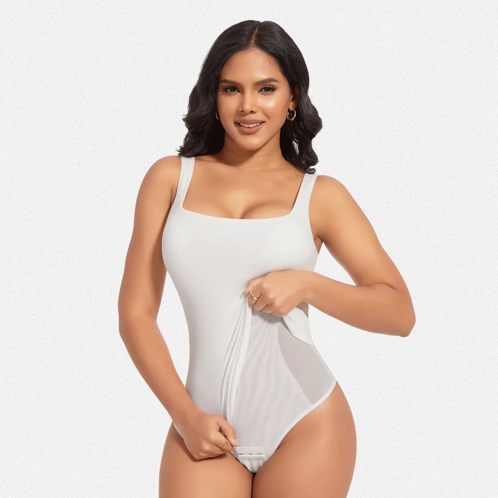 Shaperin Built-In Shapewear Bodysuit 3-In-1 Square Neck Top