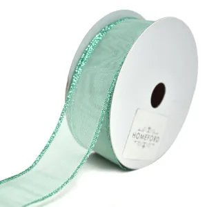 Sheer Electra Wired Christmas Ribbon, Aqua, 1-1/2-Inch, 10-Yard