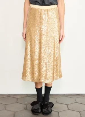 Shimmer Sequin Skirt in Goldy