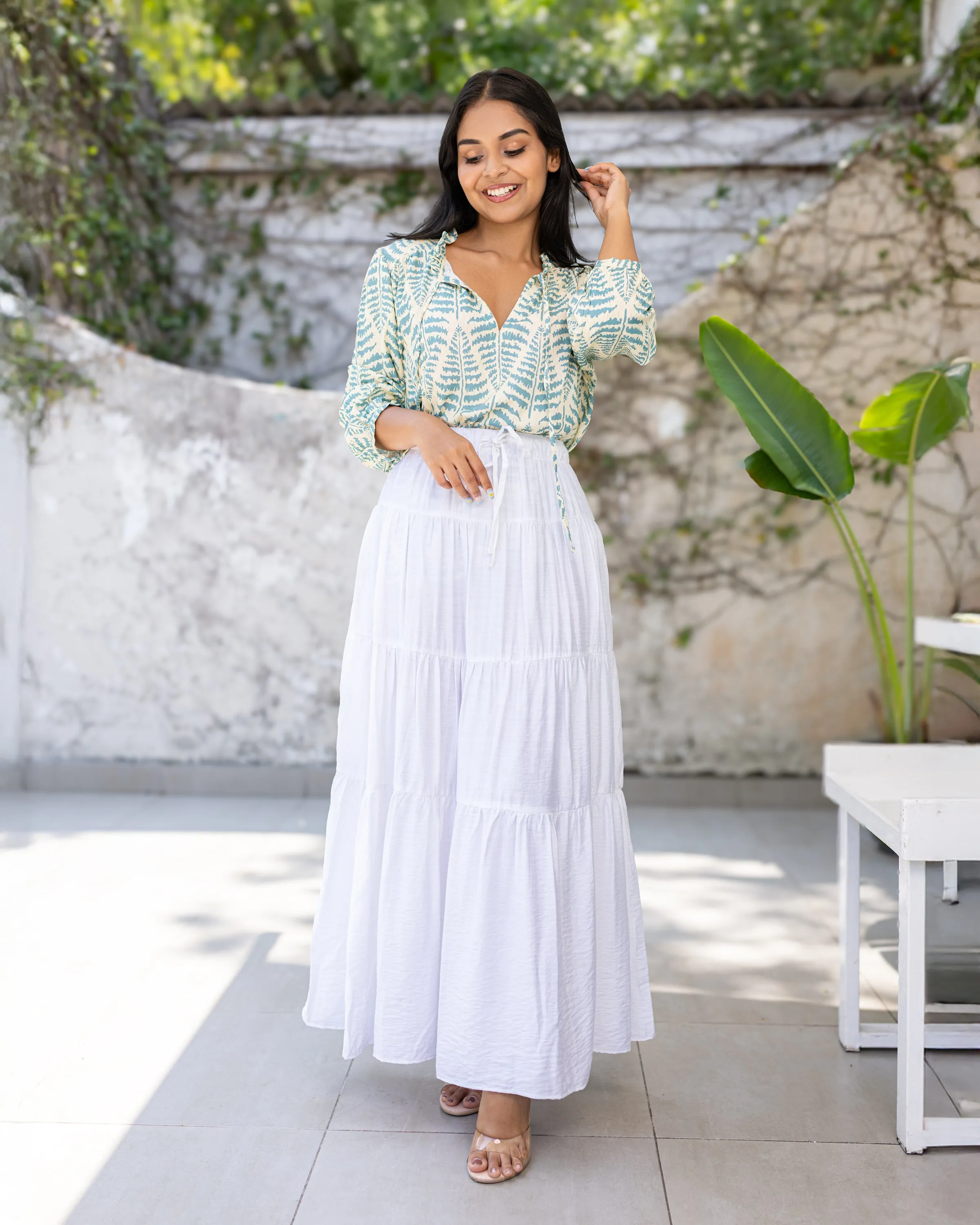 Shyla Layered Maxi Skirt - White