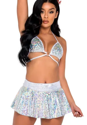 Silver Iridescent Vinyl Skirt