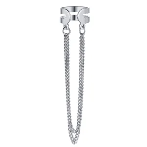 Silver-Plated Layered Chain Ear Cuff