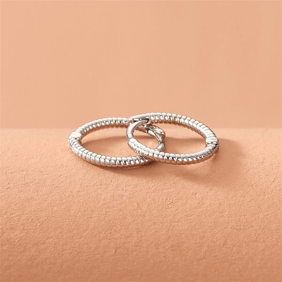 Silver-Plated Twine Huggie Earrings