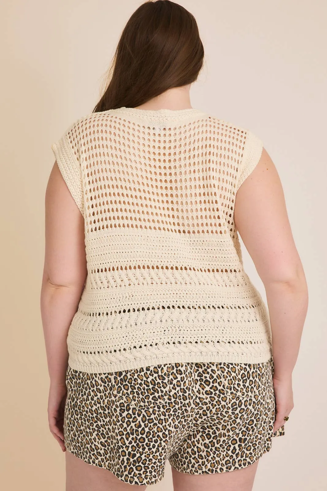 Sleeveless Open Knit Top