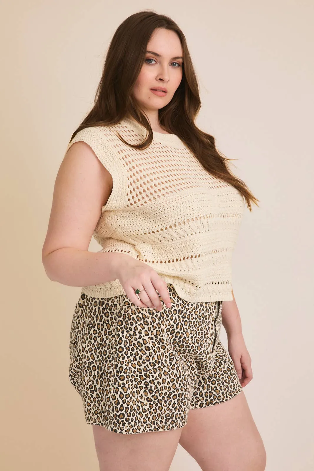 Sleeveless Open Knit Top