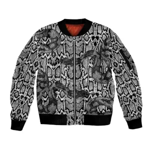 Snake African Skin Animals Pattern Sleeve Zip Bomber Jacket LT15