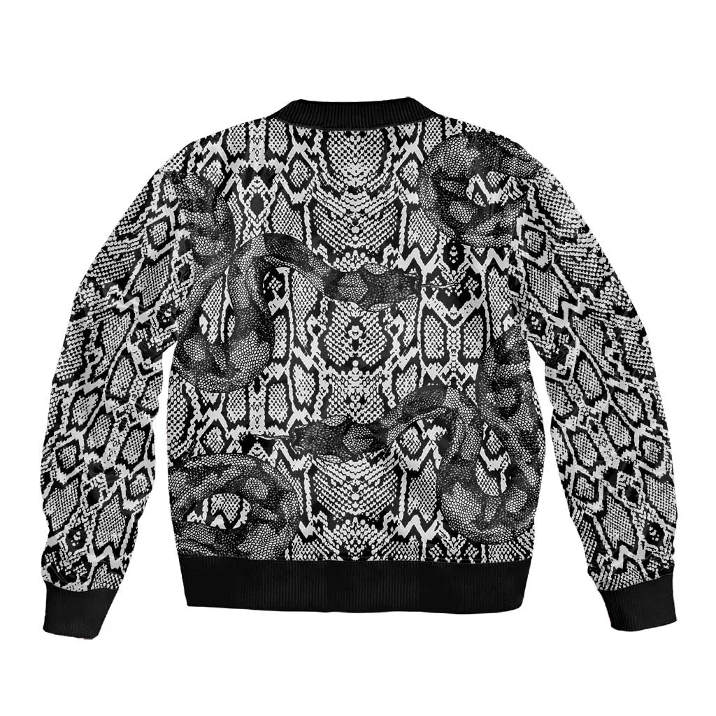 Snake African Skin Animals Pattern Sleeve Zip Bomber Jacket LT15