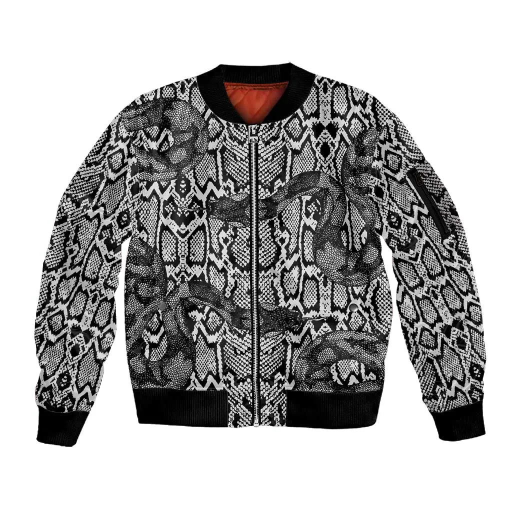 Snake African Skin Animals Pattern Sleeve Zip Bomber Jacket LT15