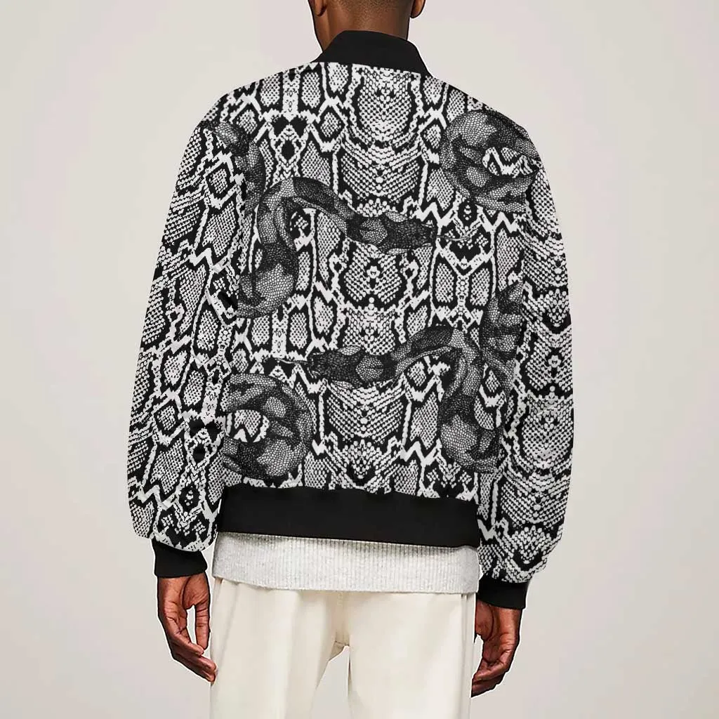 Snake African Skin Animals Pattern Sleeve Zip Bomber Jacket LT15