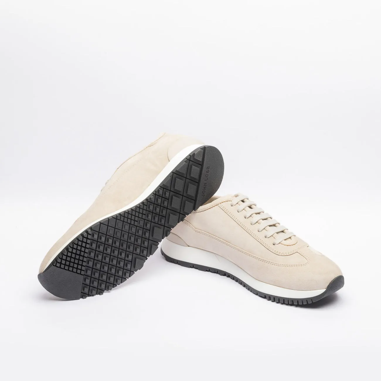 Sneaker fashion luxury John Lobb Foundry in camoscio beige