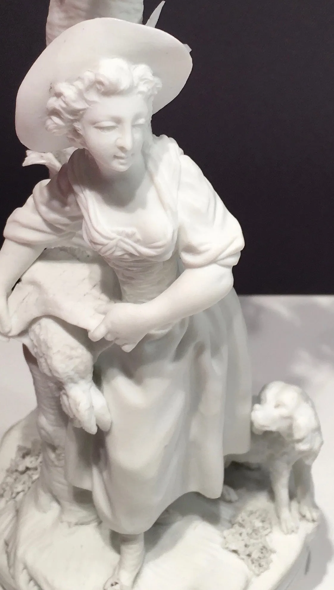 SOLD 18th Century Bisque Porcelain Figure of a Young Shepherdess