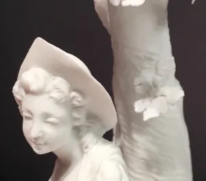 SOLD 18th Century Bisque Porcelain Figure of a Young Shepherdess