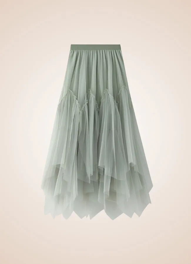 Steampunk Irregular Long Tulle Skirt