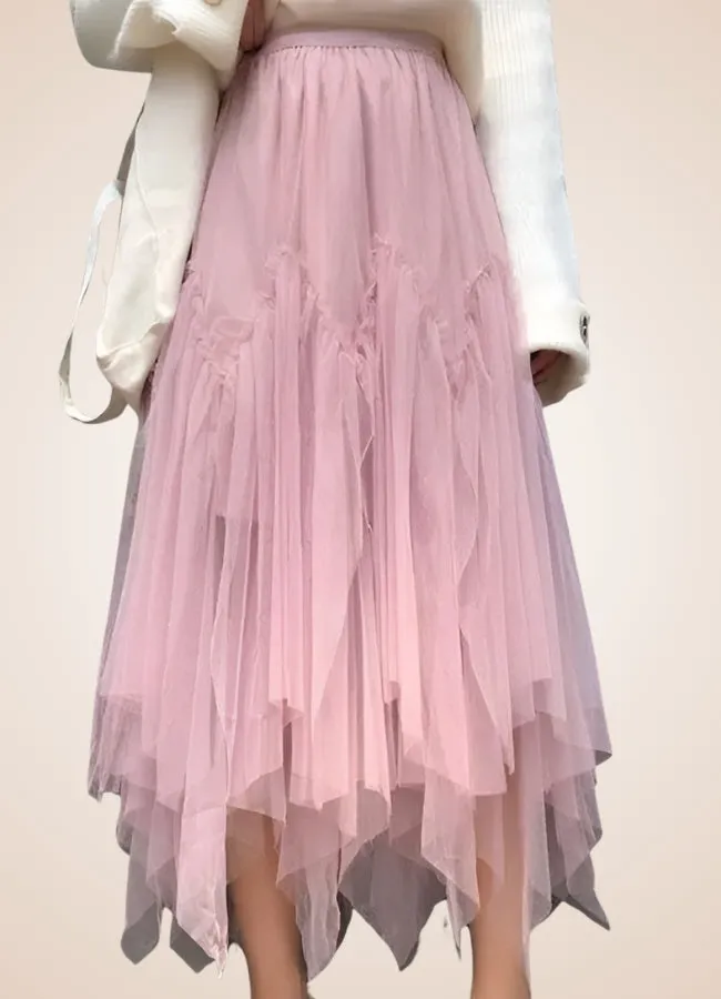 Steampunk Irregular Long Tulle Skirt