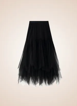 Steampunk Irregular Long Tulle Skirt