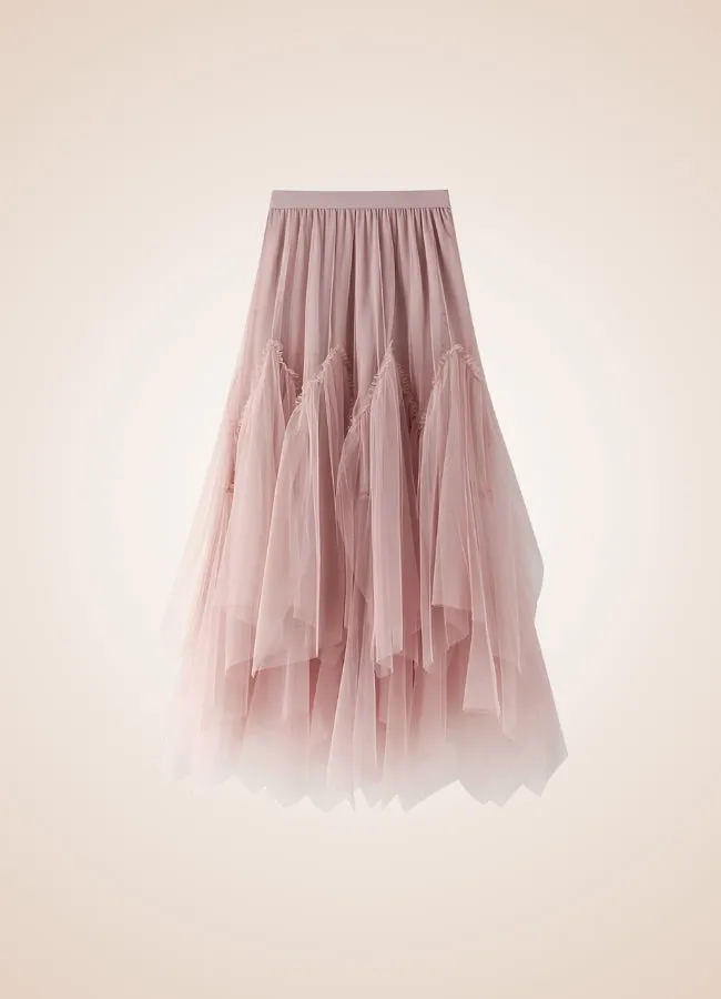 Steampunk Irregular Long Tulle Skirt