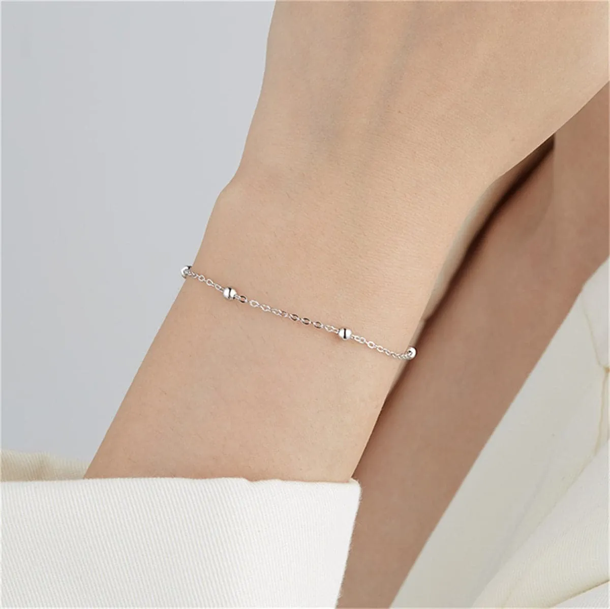 Sterling Silver Bead Station Bracelet