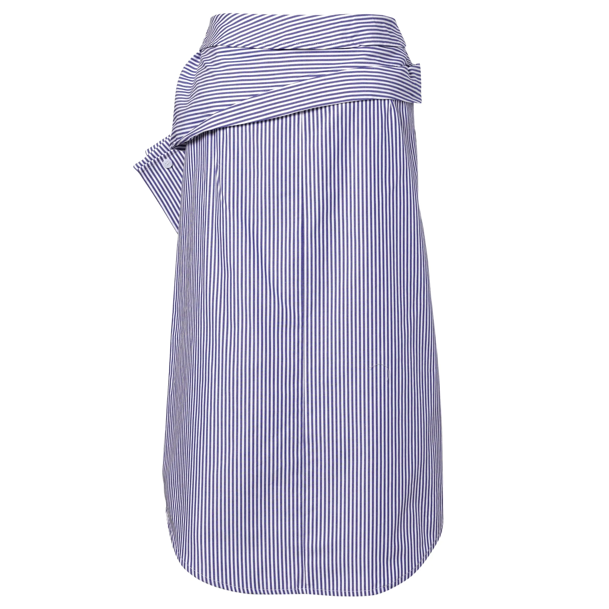 STRIPE SHIRT LAYERED MIDI SKIRT / WHITE(STRIPE)