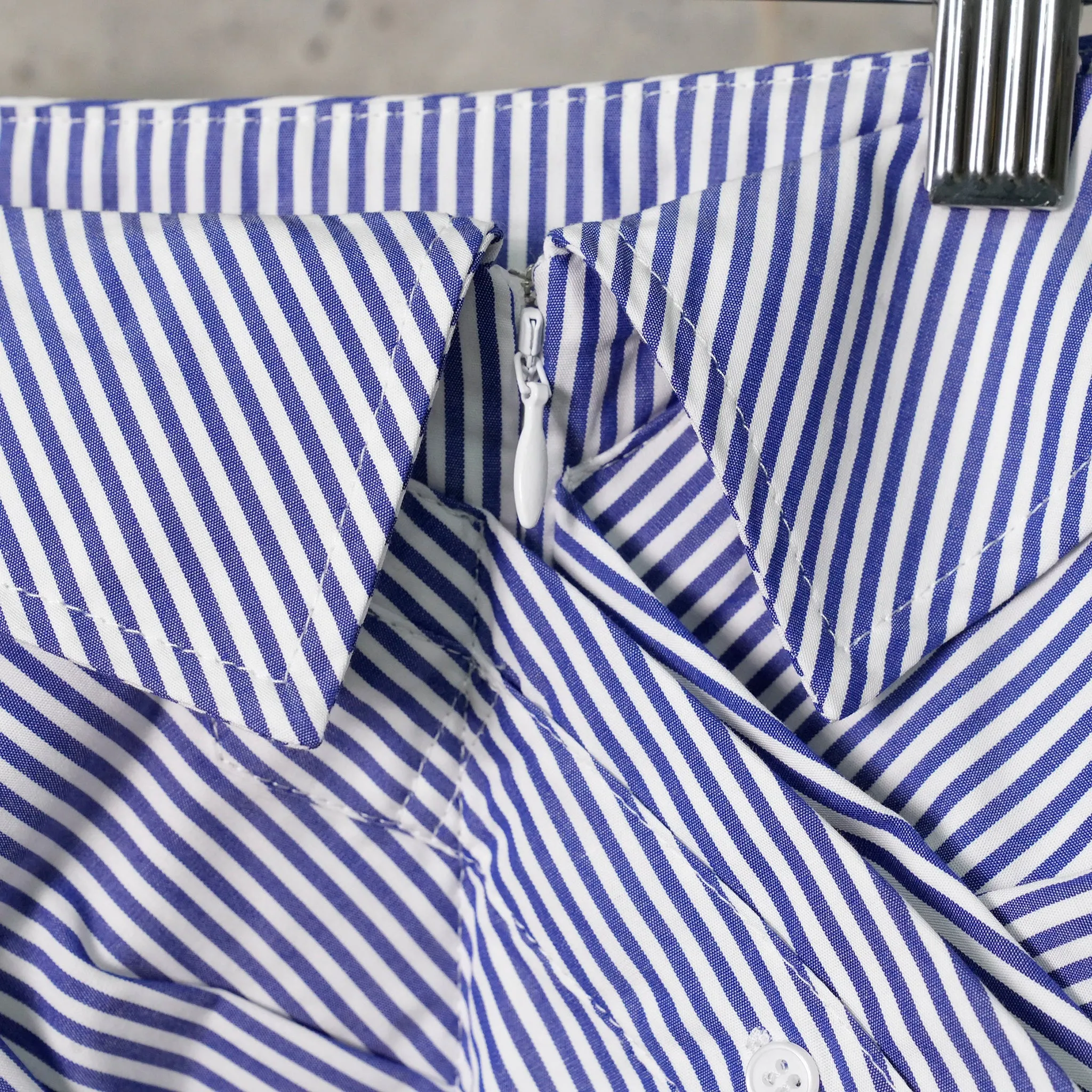 STRIPE SHIRT LAYERED MIDI SKIRT / WHITE(STRIPE)