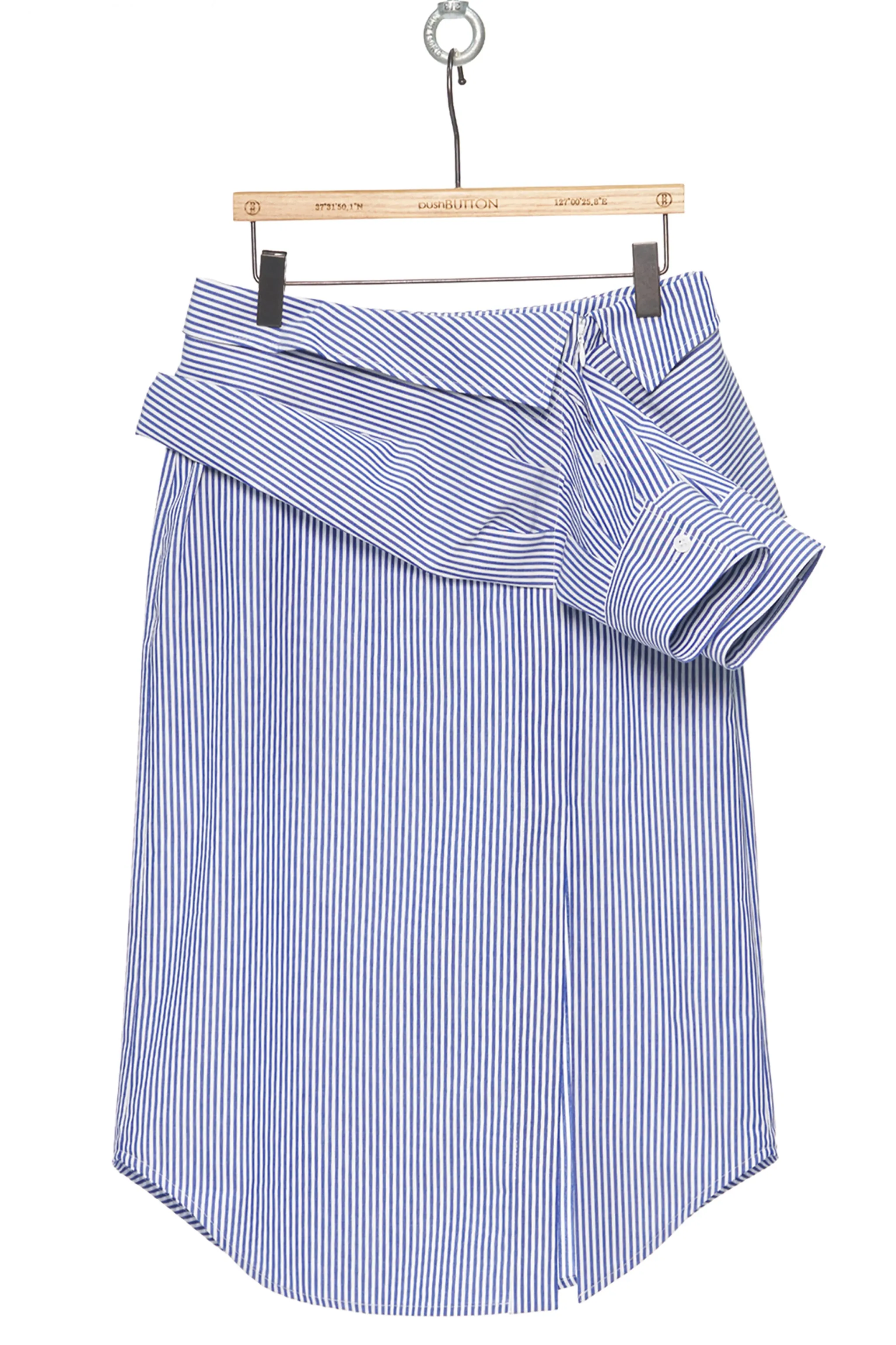 STRIPE SHIRT LAYERED MIDI SKIRT / WHITE(STRIPE)