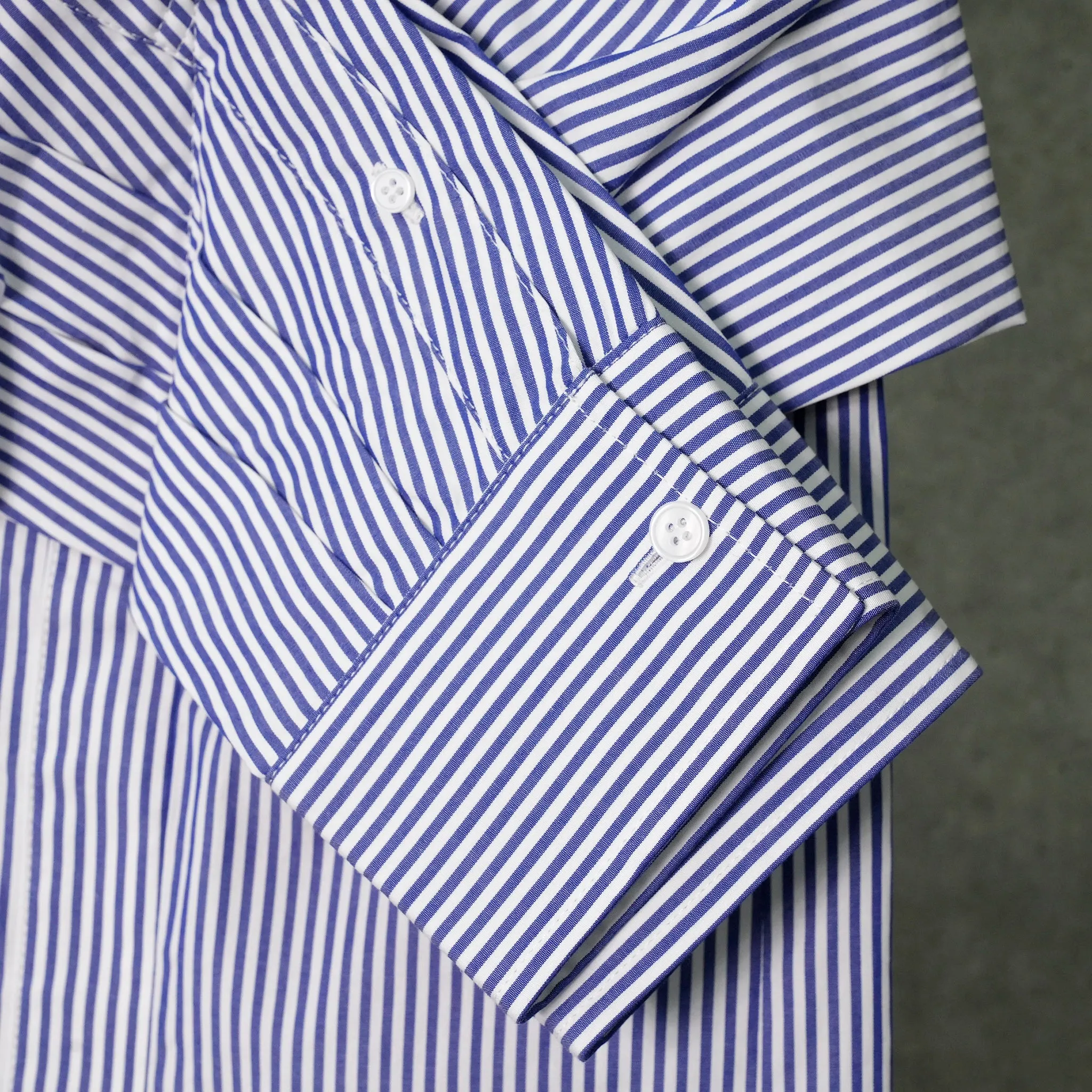 STRIPE SHIRT LAYERED MIDI SKIRT / WHITE(STRIPE)