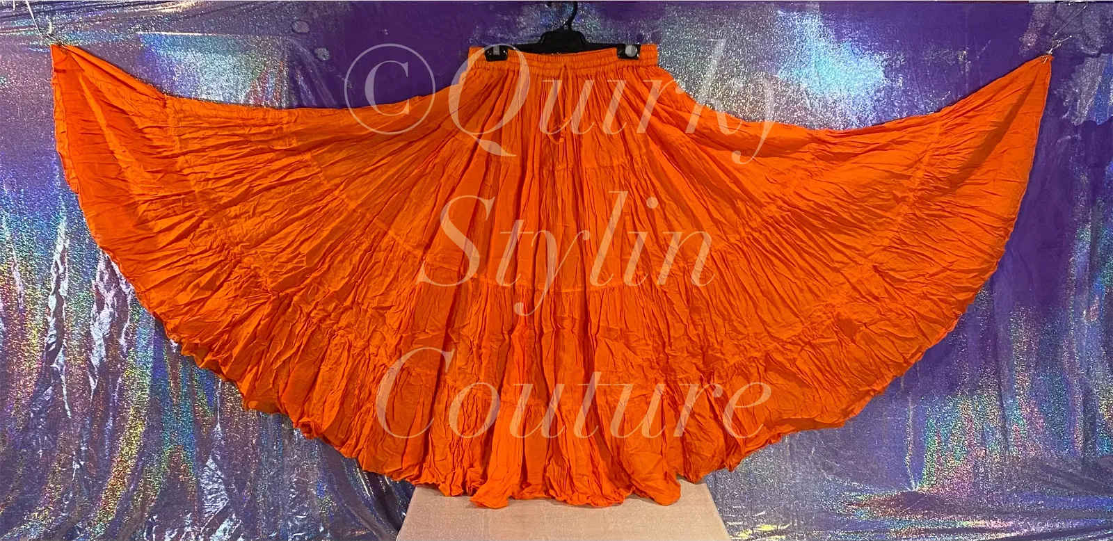 Sunset Orange Renaissance steampunk gothic cotton boho tribal Maxi Long Skirt -Size 10-22 - Plus size