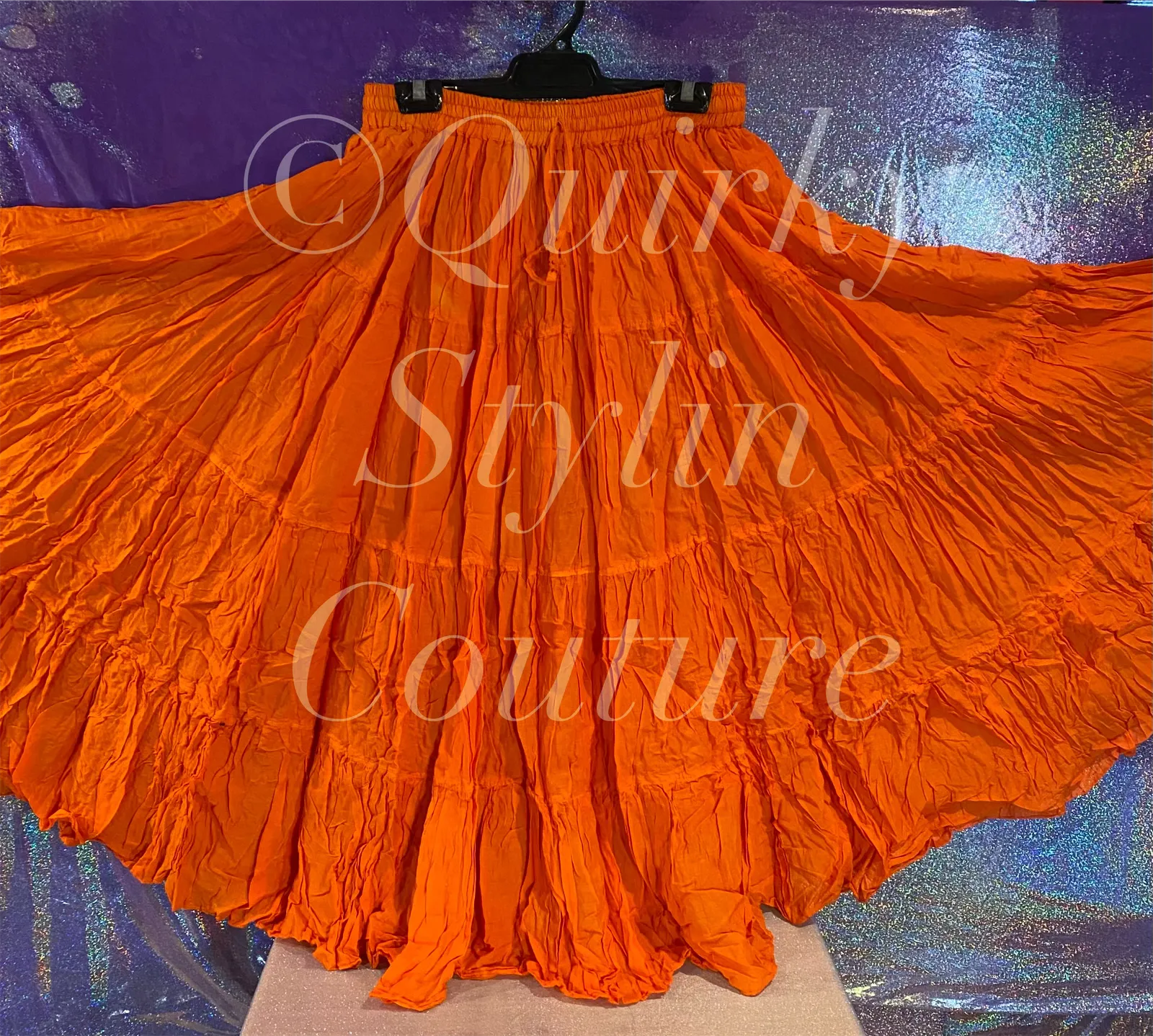 Sunset Orange Renaissance steampunk gothic cotton boho tribal Maxi Long Skirt -Size 10-22 - Plus size