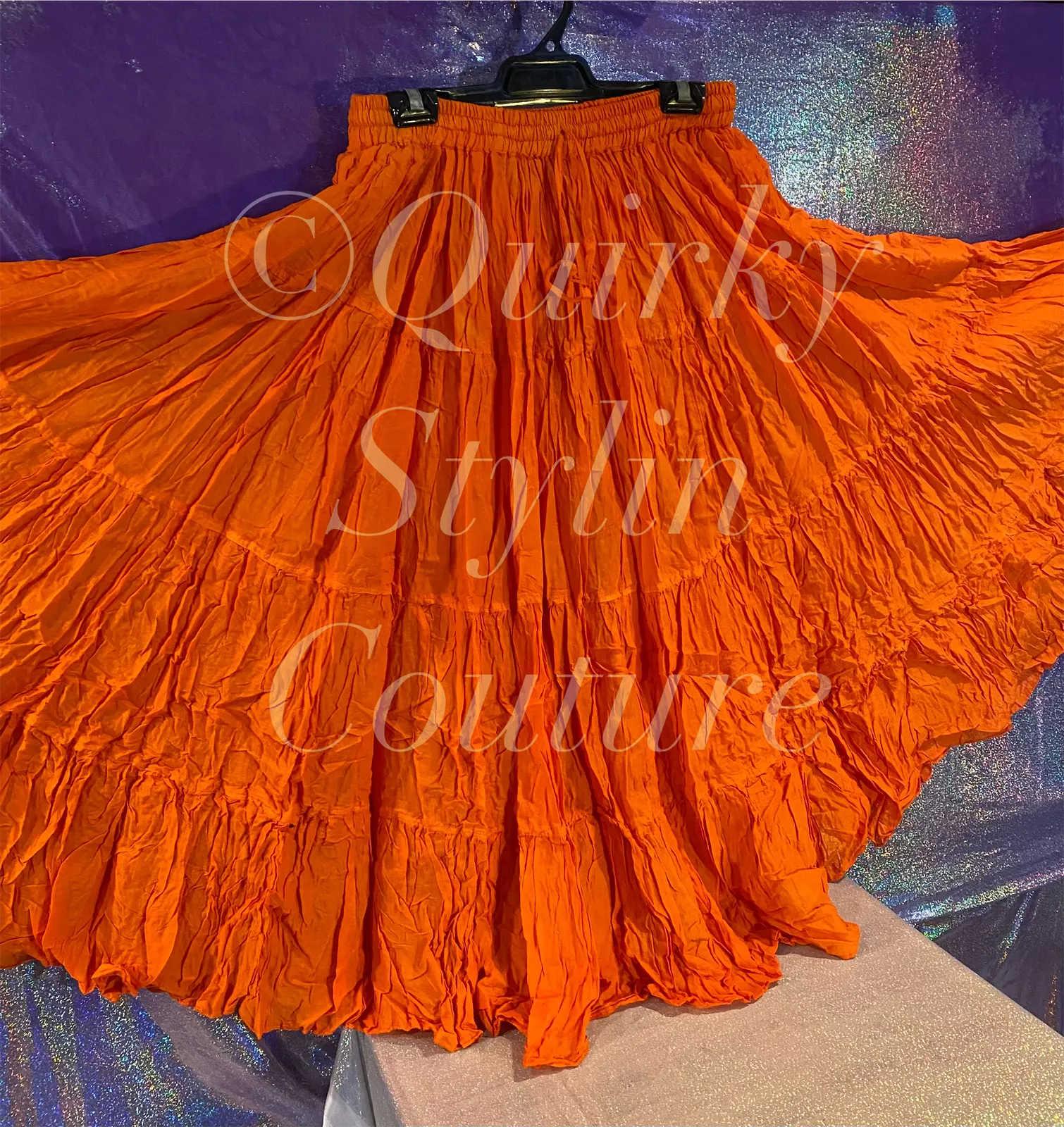 Sunset Orange Renaissance steampunk gothic cotton boho tribal Maxi Long Skirt -Size 10-22 - Plus size
