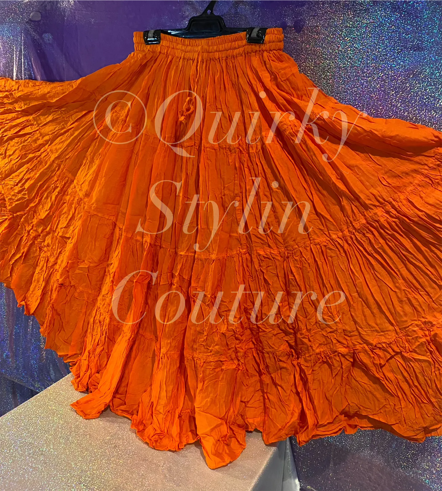 Sunset Orange Renaissance steampunk gothic cotton boho tribal Maxi Long Skirt -Size 10-22 - Plus size
