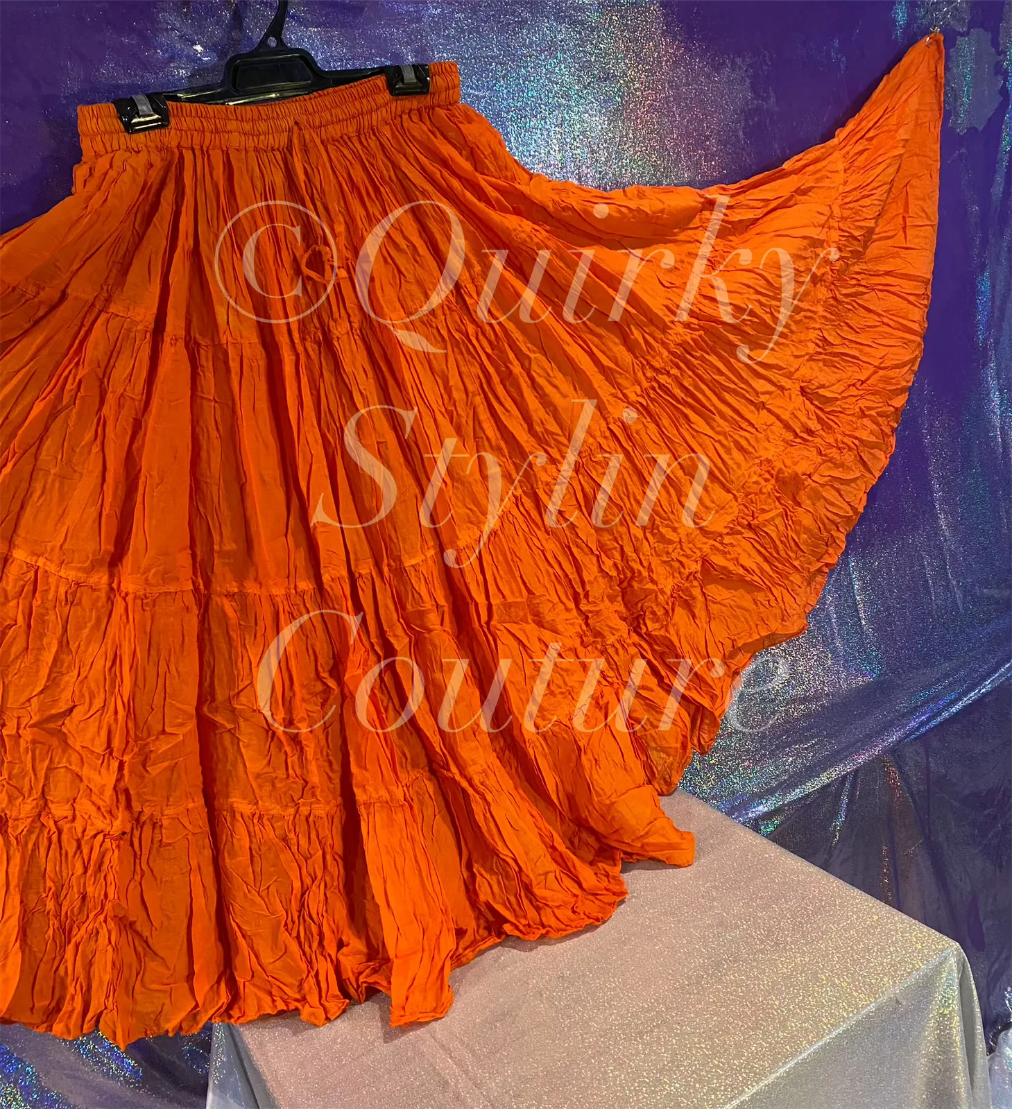 Sunset Orange Renaissance steampunk gothic cotton boho tribal Maxi Long Skirt -Size 10-22 - Plus size