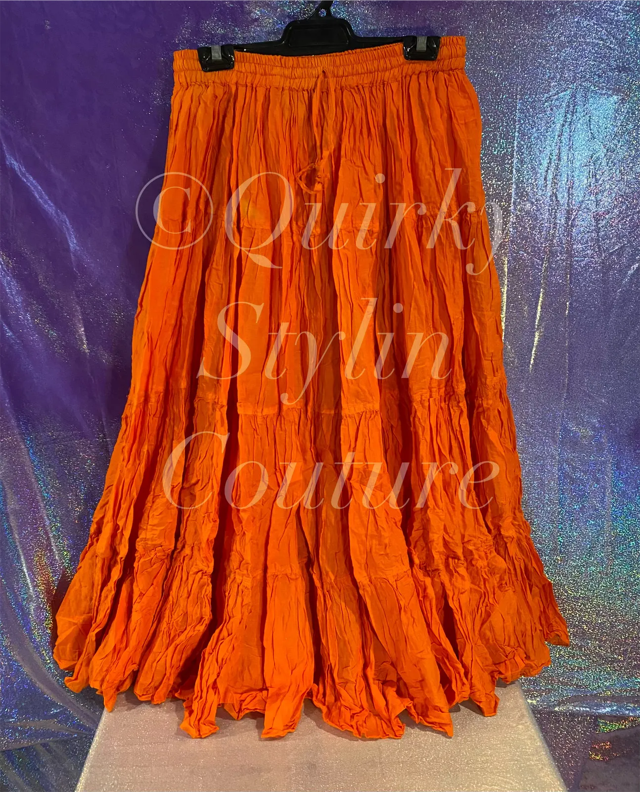Sunset Orange Renaissance steampunk gothic cotton boho tribal Maxi Long Skirt -Size 10-22 - Plus size