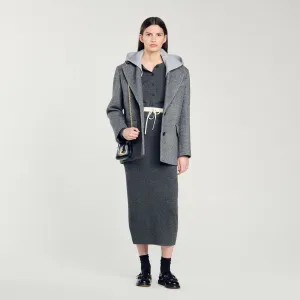 Susan Long Double Waistband Skirt Dark Grey