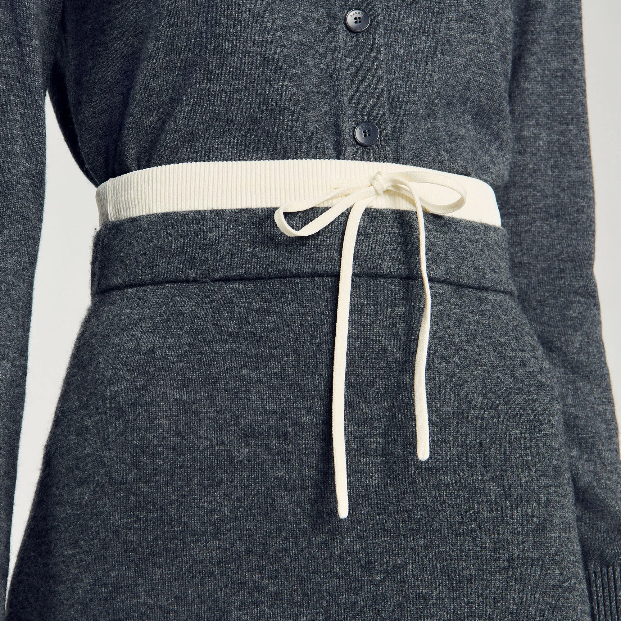 Susan Long Double Waistband Skirt Dark Grey