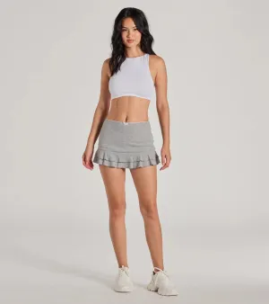 Sweet Existence High-Rise Bow Mini Ruffle Skort