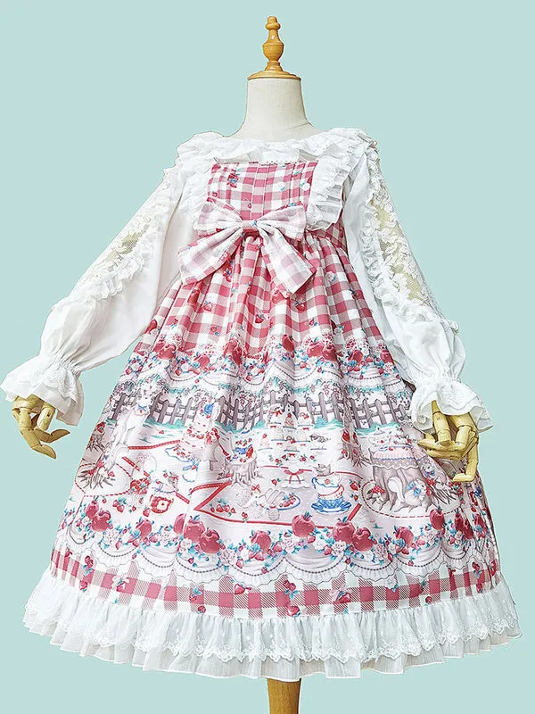 Sweet Lolita JSK Dress Infanta Fairytale Light Sky Blue Sleeveless Ruffles Lolita Jumper Skirts