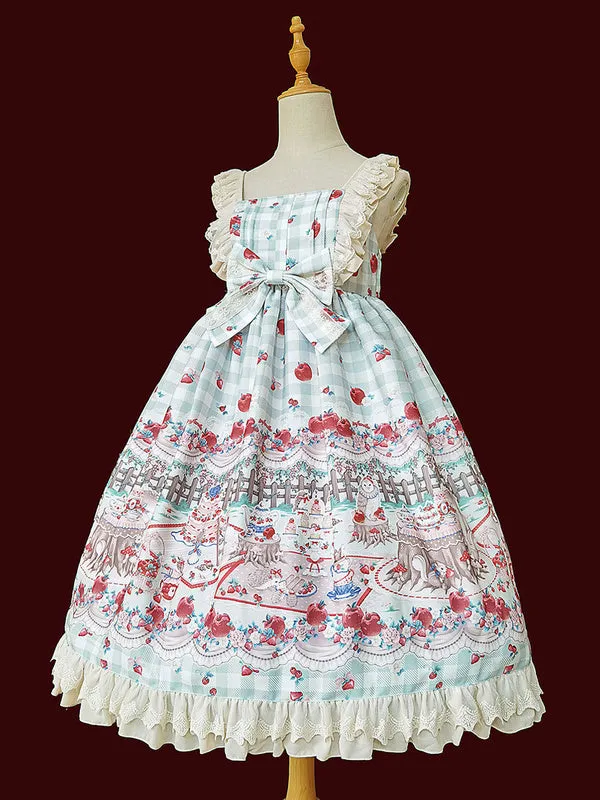 Sweet Lolita JSK Dress Infanta Fairytale Light Sky Blue Sleeveless Ruffles Lolita Jumper Skirts