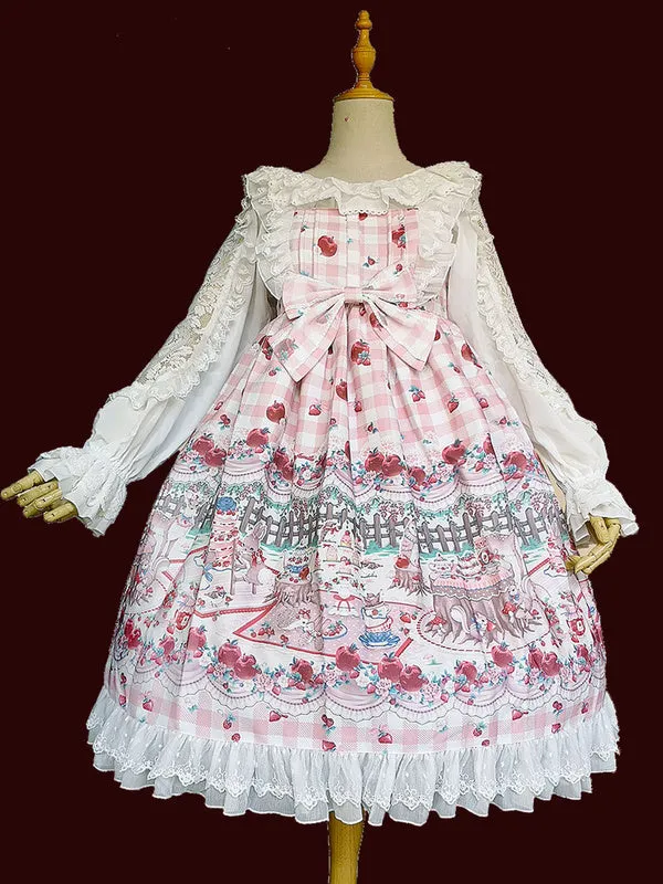 Sweet Lolita JSK Dress Infanta Fairytale Light Sky Blue Sleeveless Ruffles Lolita Jumper Skirts