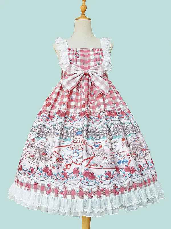 Sweet Lolita JSK Dress Infanta Fairytale Light Sky Blue Sleeveless Ruffles Lolita Jumper Skirts