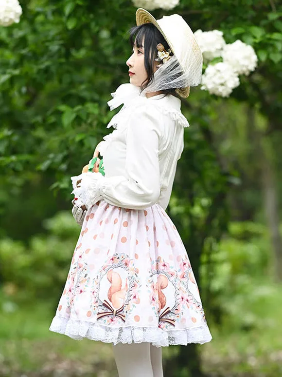 Sweet Lolita Skirt Bow Light Apricot Tea Party Daily Casual Lace Lolita Skirts