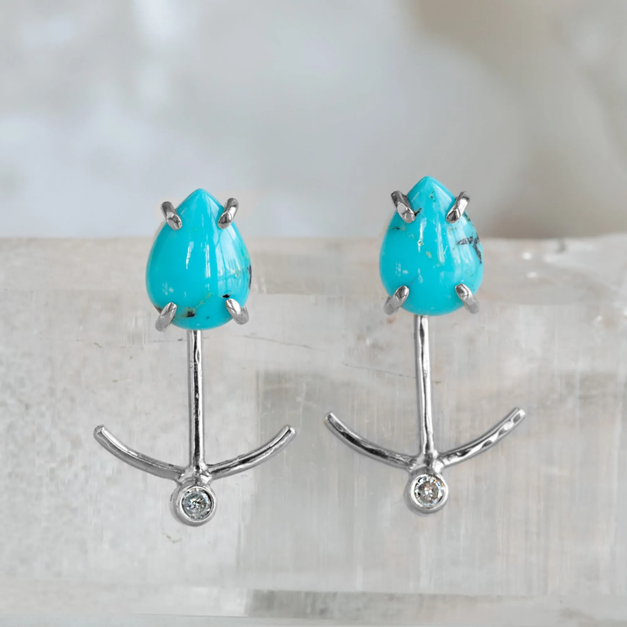 The Turquoise Stud   Diamond Ear Jackets | Sterling Silver