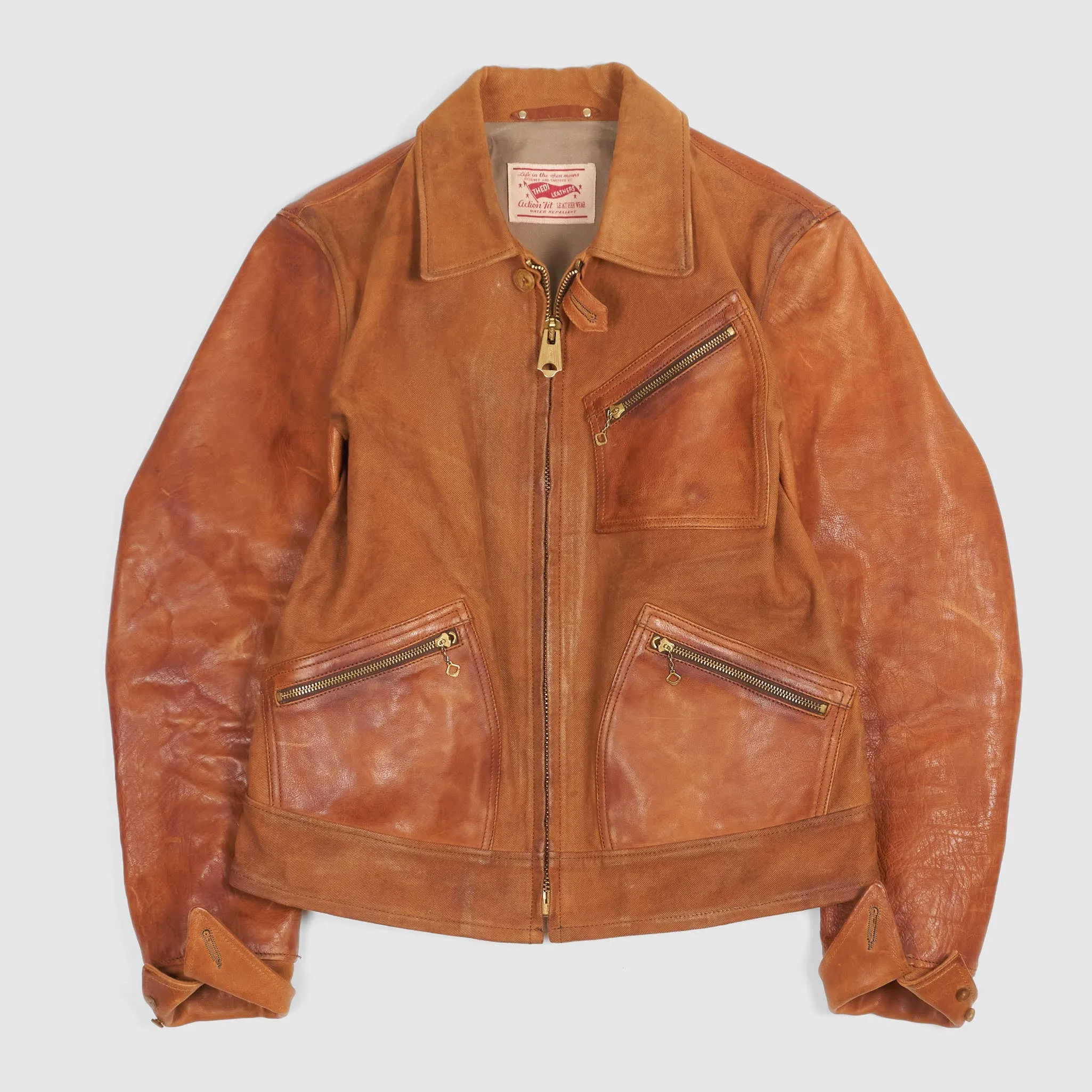 Thedi Leathers 2-Tone Canvas Buffalo Leather Jacket